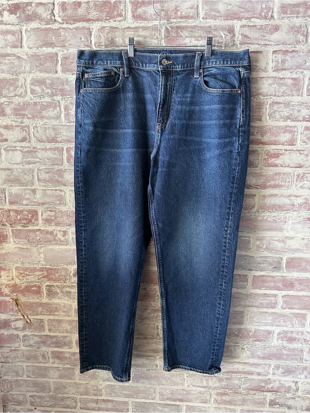 American Eagle Outfitters Women's Dark Blue Straight-Leg Jeans